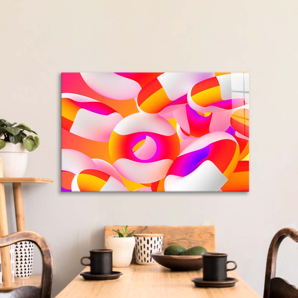 3D Party Rings Glass Wall Art