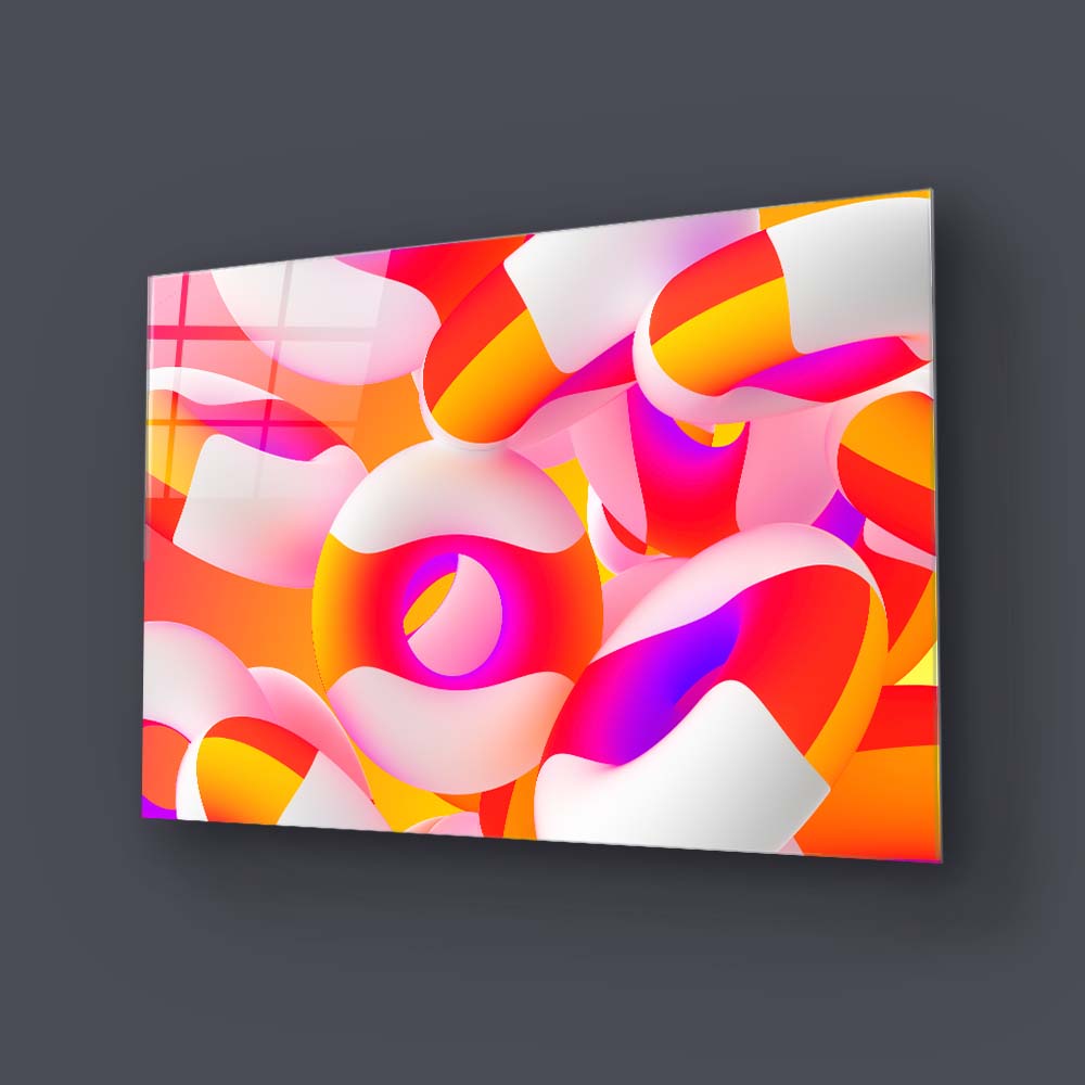 3D Party Rings Glass Wall Art