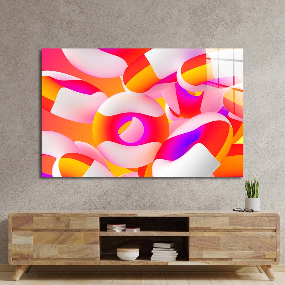 3D Party Rings Glass Wall Art