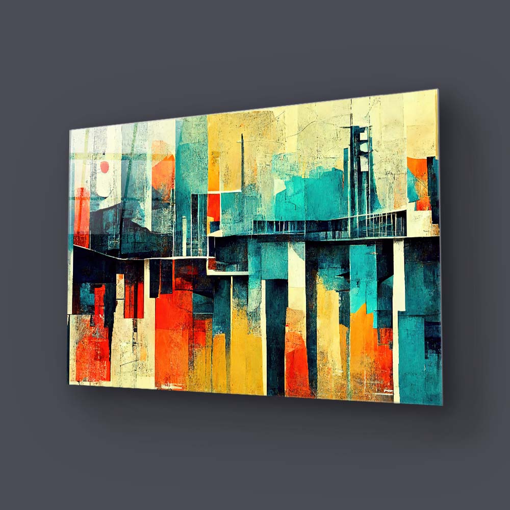 60s Distressed Space Age Glass Wall Art