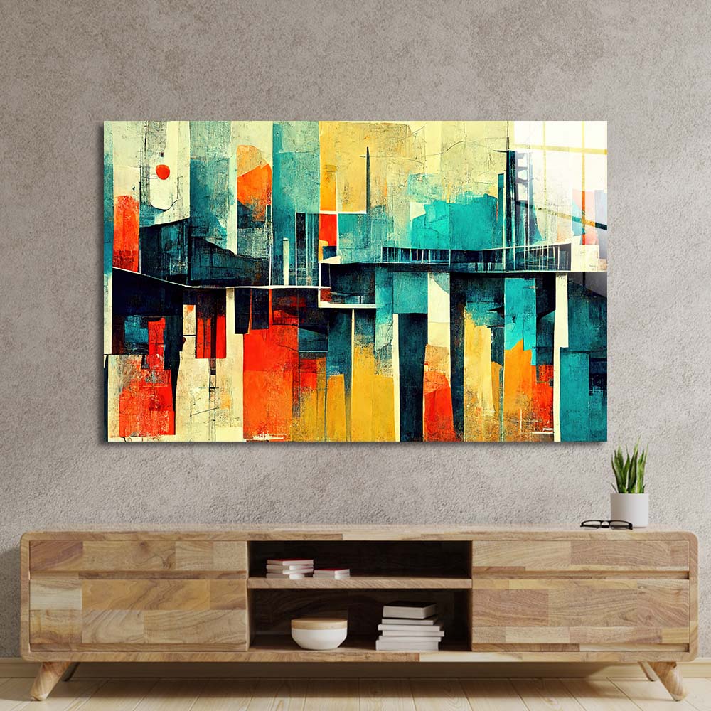 60s Distressed Space Age Glass Wall Art