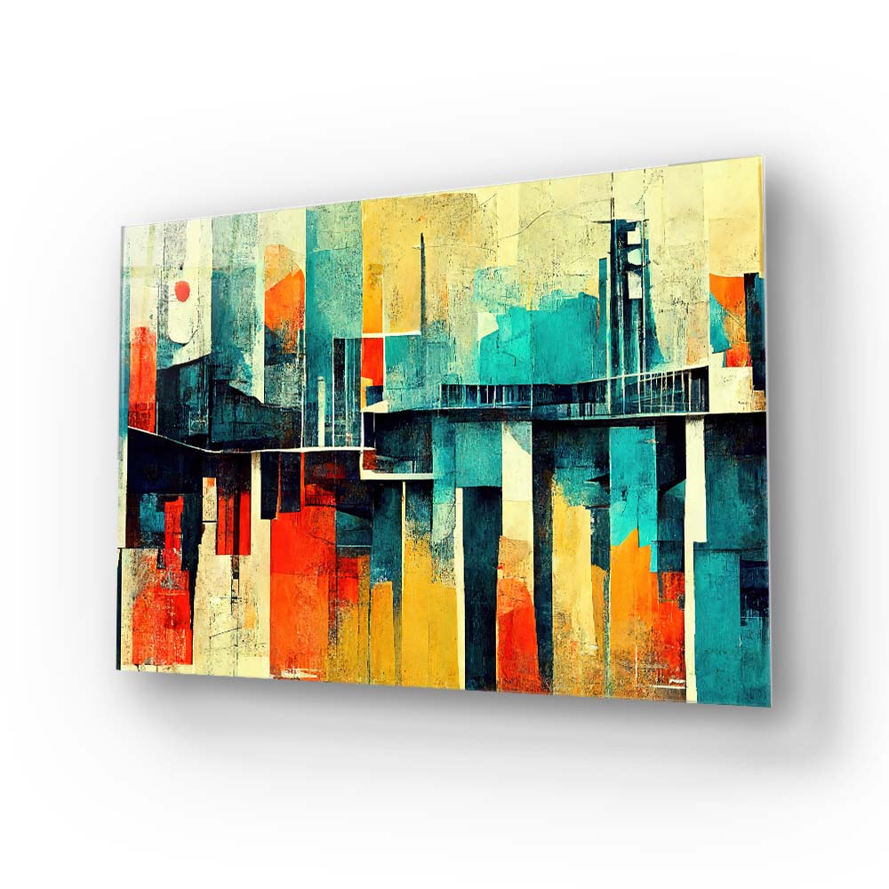 60s Distressed Space Age Glass Wall Art