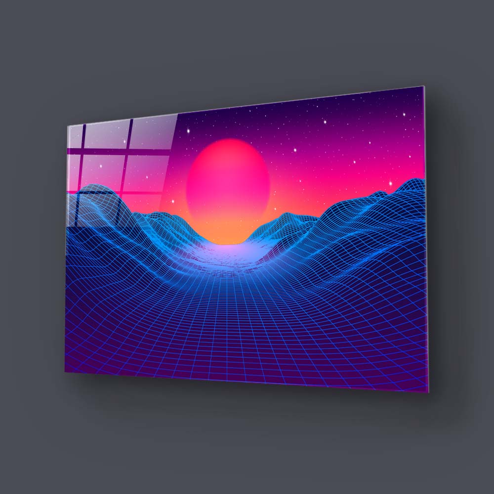 80's Synthwave Glass Wall Art