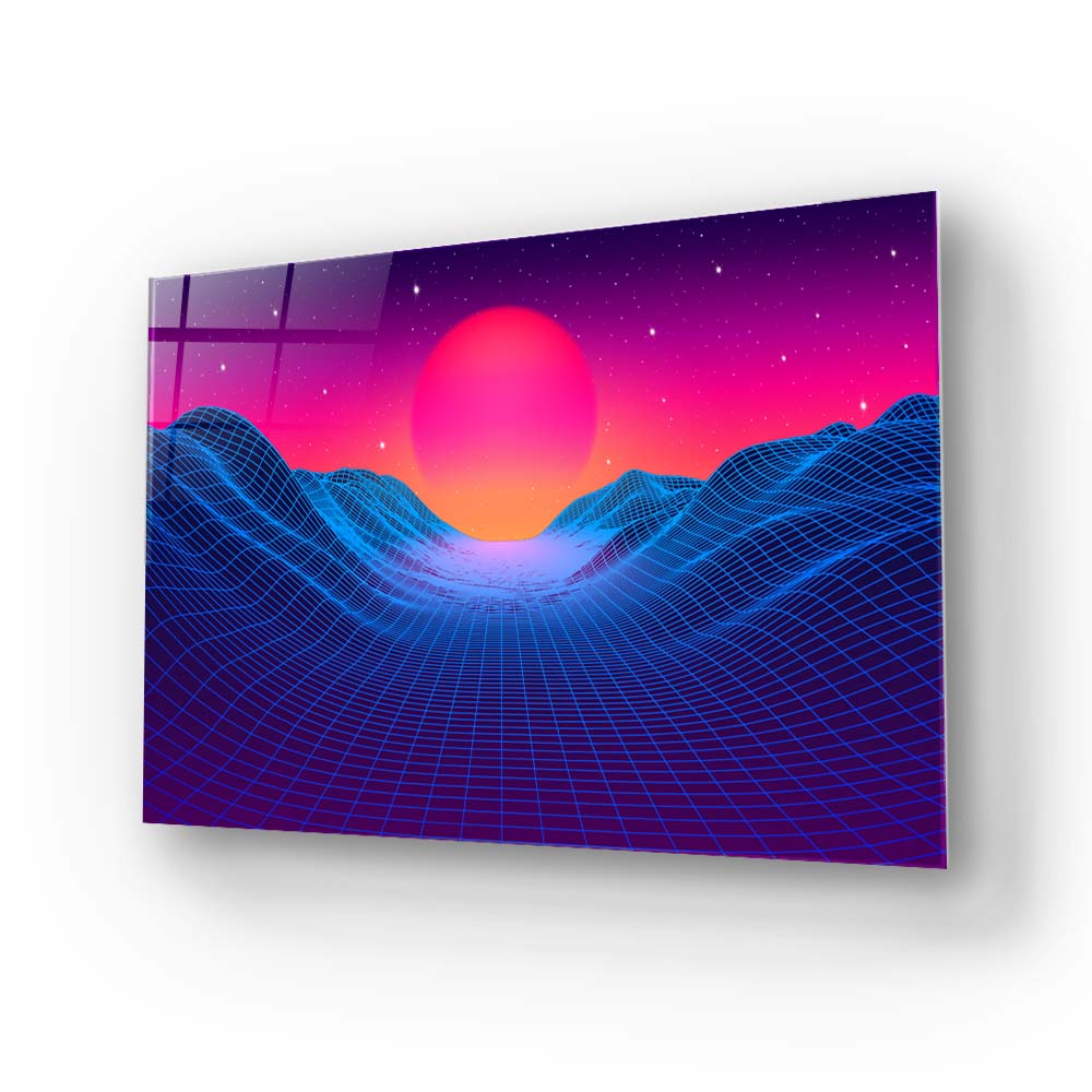 80's Synthwave Glass Wall Art