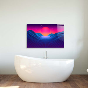 80's Synthwave Glass Wall Art