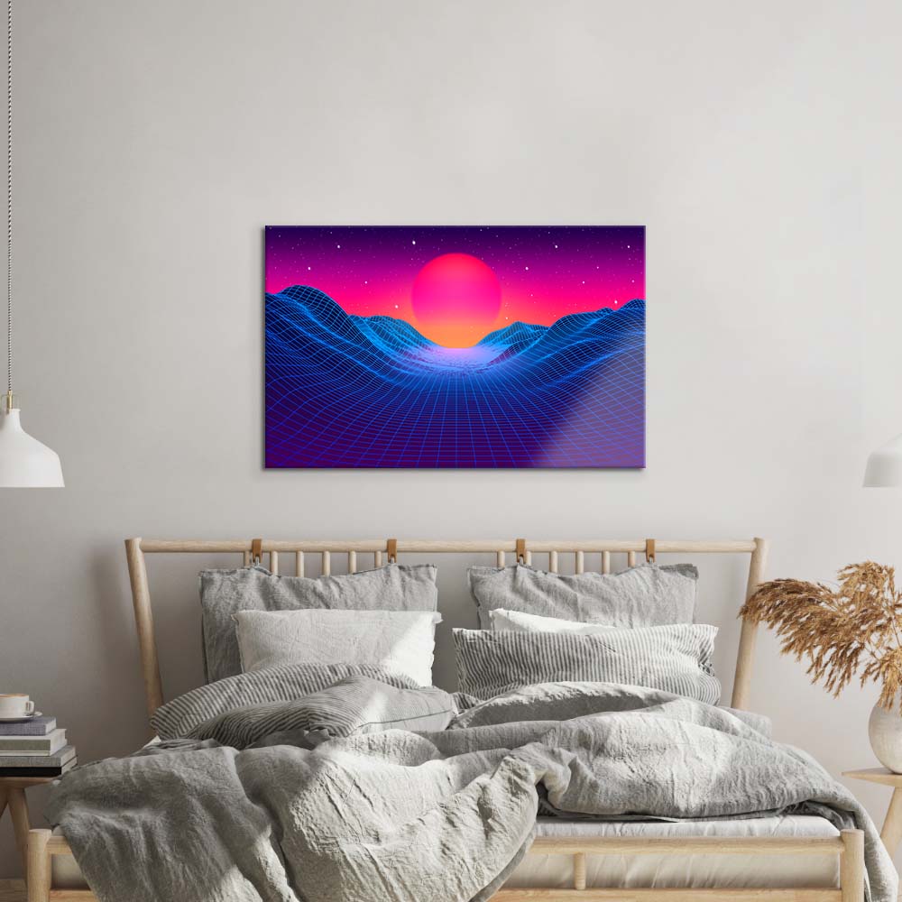 80's Synthwave Glass Wall Art