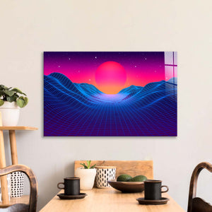 80's Synthwave Glass Wall Art