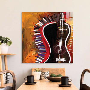 Abstract Acoustic Guitar Glass Wall Art