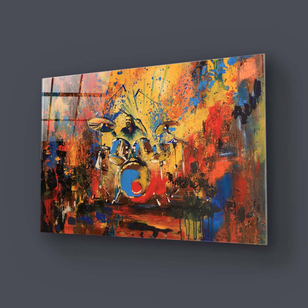 Abstract Acrylic Drummer Glass Wall Art