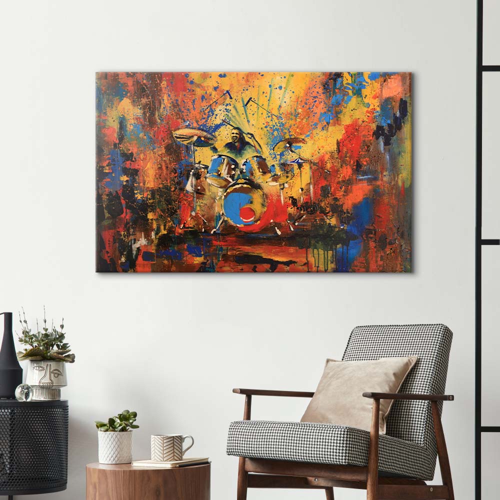 Abstract Acrylic Drummer Glass Wall Art