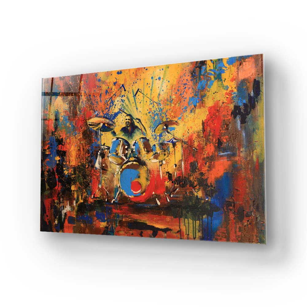 Abstract Acrylic Drummer Glass Wall Art
