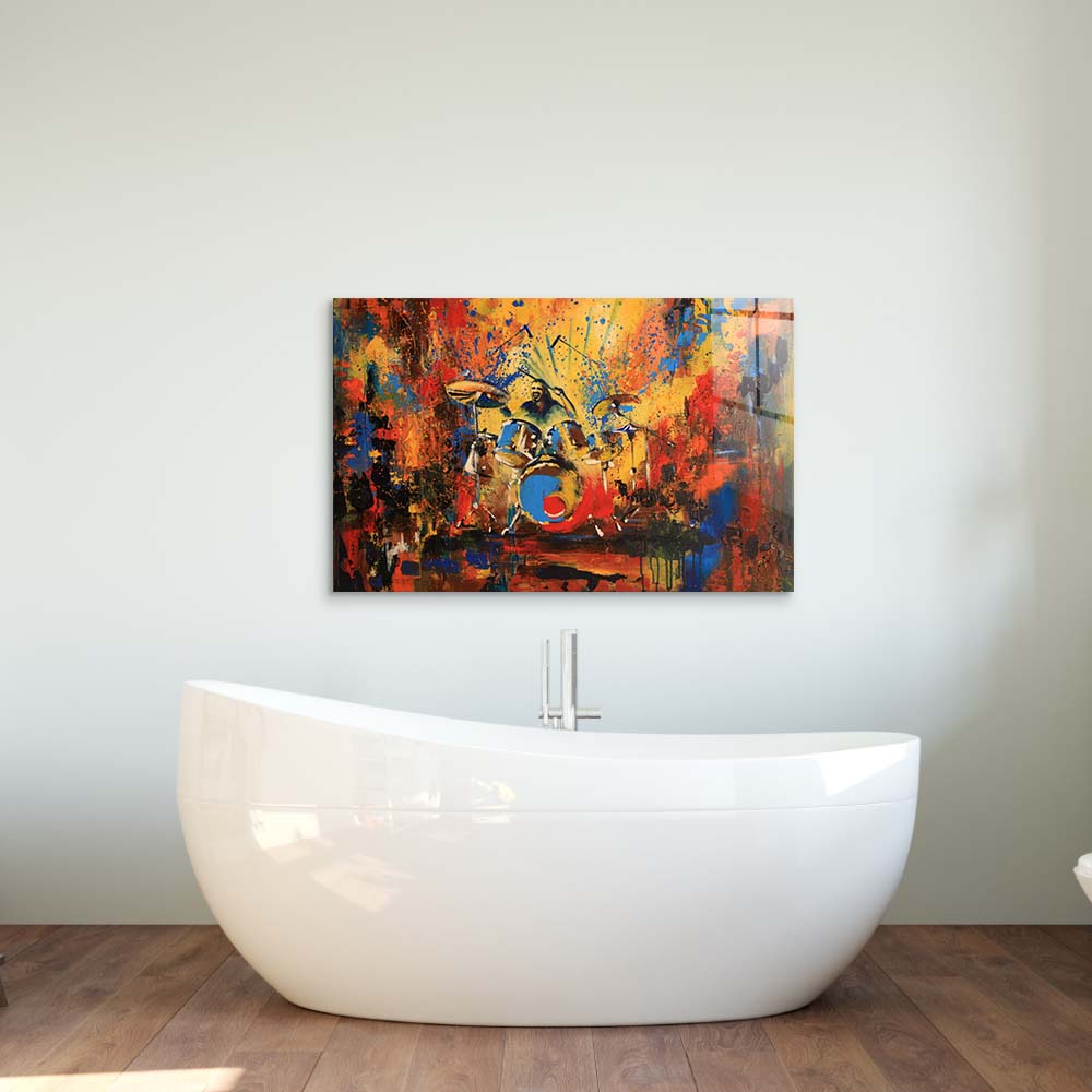 Abstract Acrylic Drummer Glass Wall Art