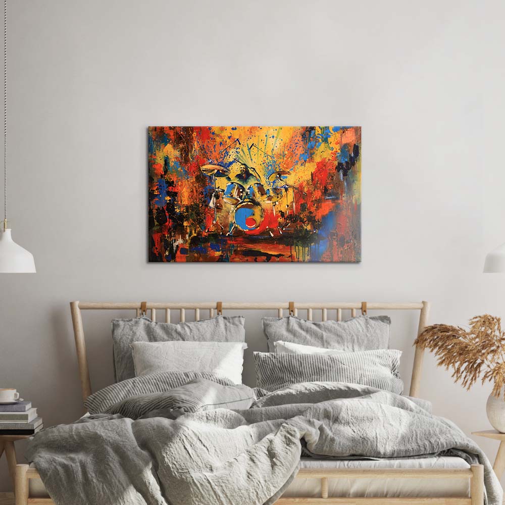 Abstract Acrylic Drummer Glass Wall Art