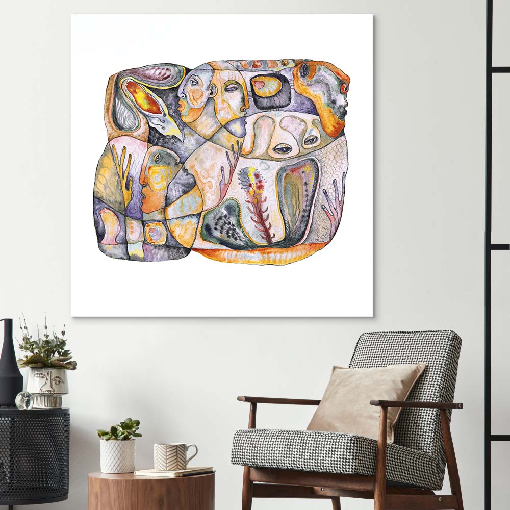 Abstract Bioforms Glass Wall Art