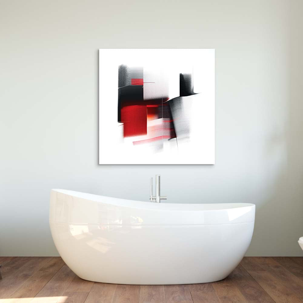 Abstract Black and Red Glass Wall Art