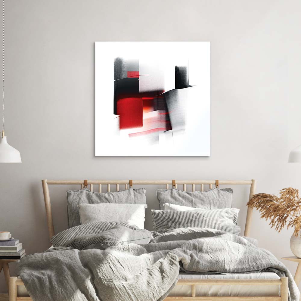 Abstract Black and Red Glass Wall Art