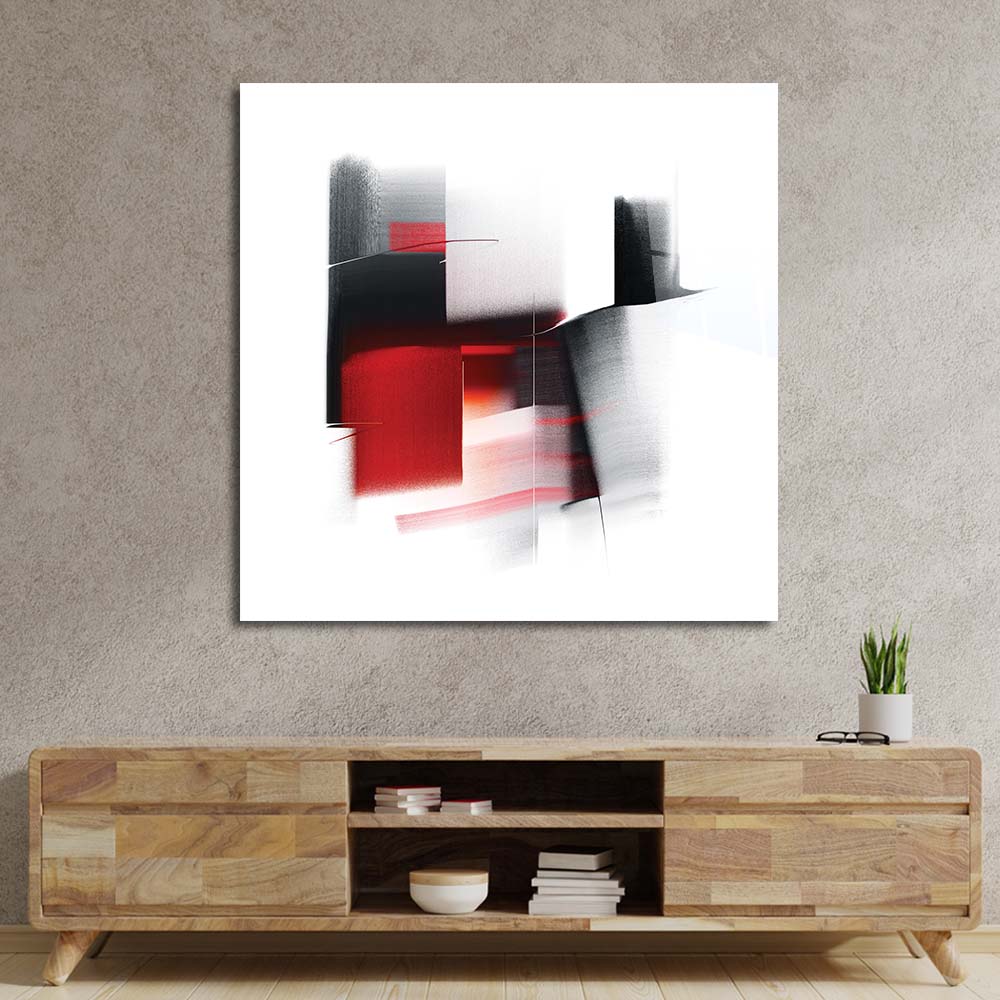 Abstract Black and Red Glass Wall Art