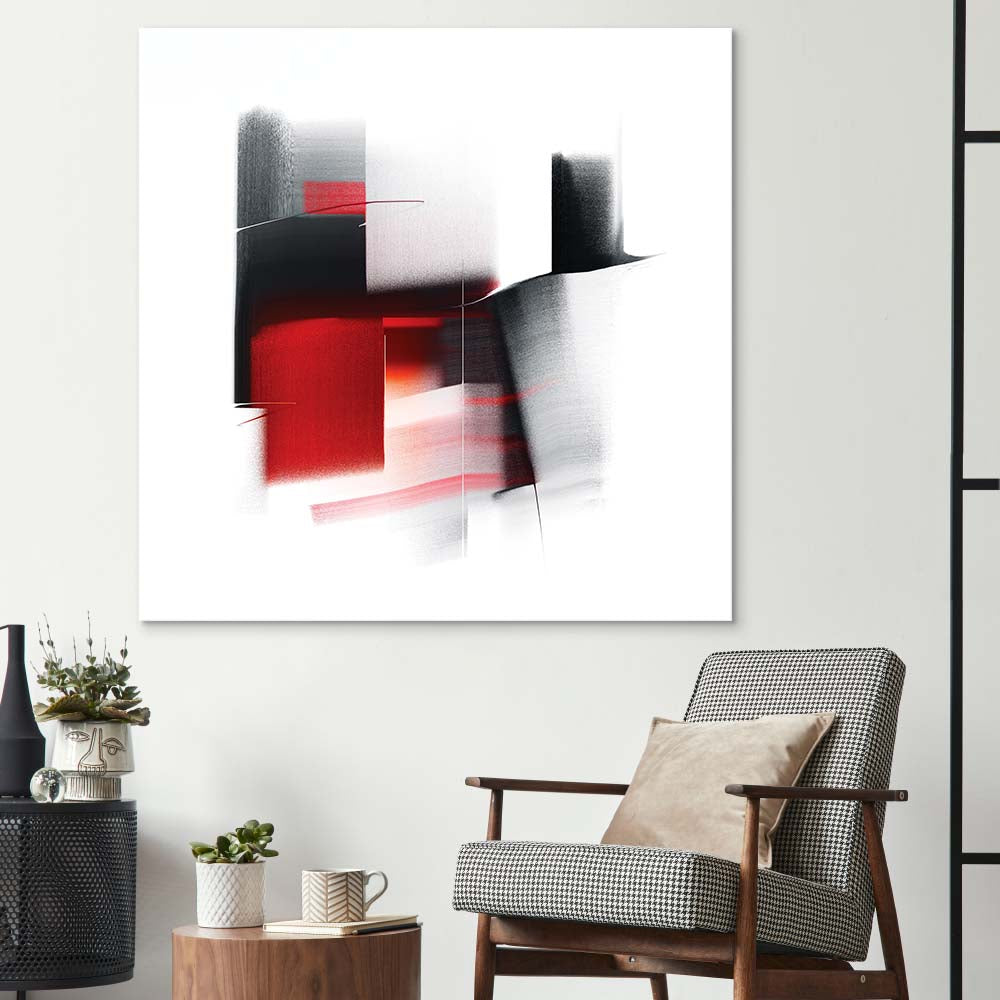 Abstract Black and Red Glass Wall Art