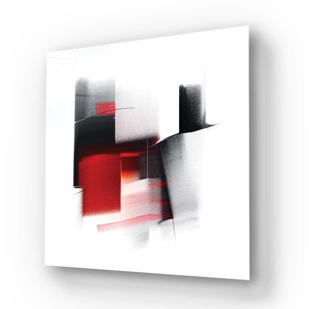 Abstract Black and Red Glass Wall Art