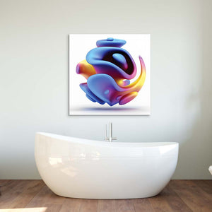 Abstract Blue Alien Flower Glass Wall Art