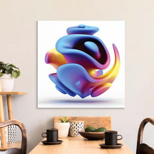 Abstract Blue Alien Flower Glass Wall Art