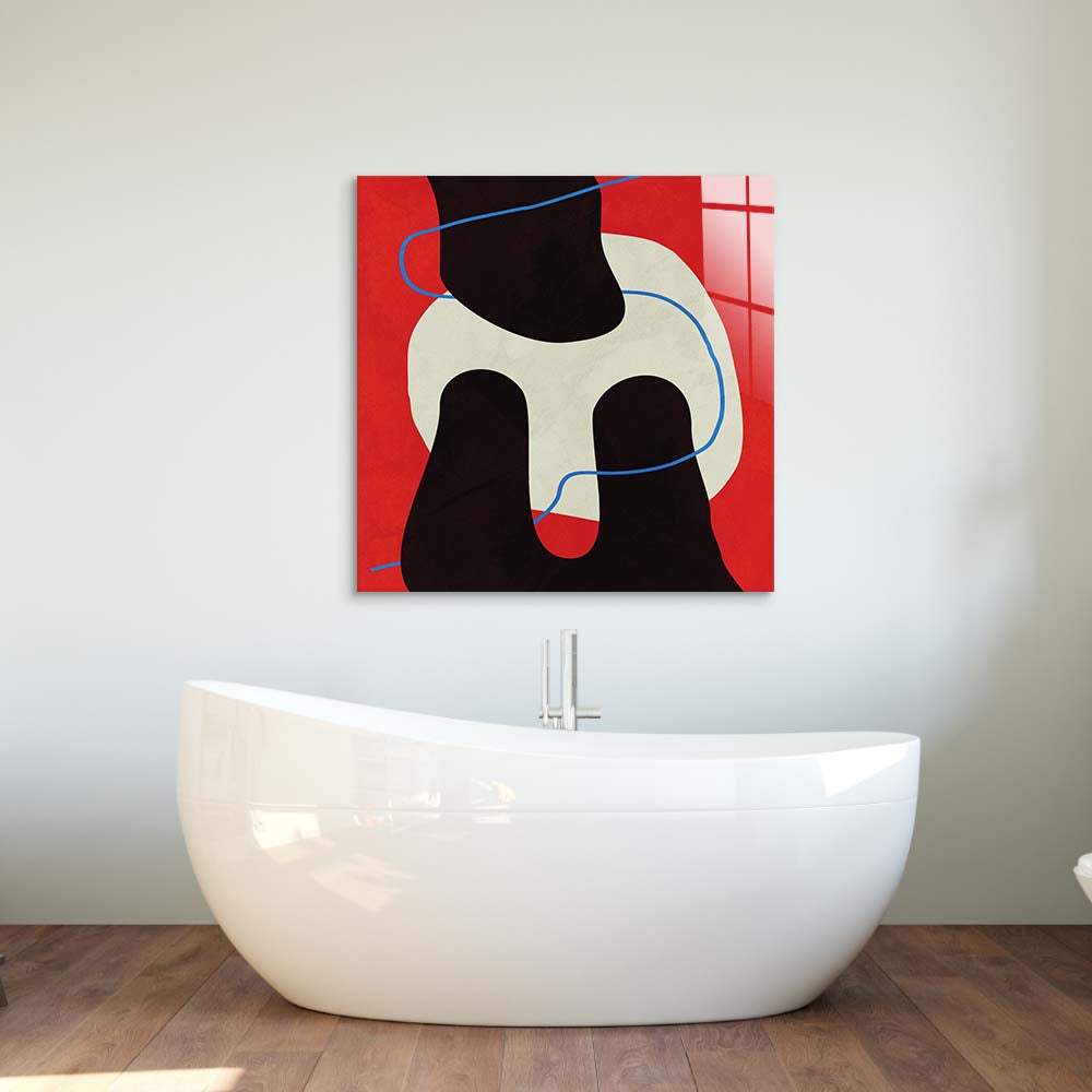 Abstract Blue Thread Glass Wall Art