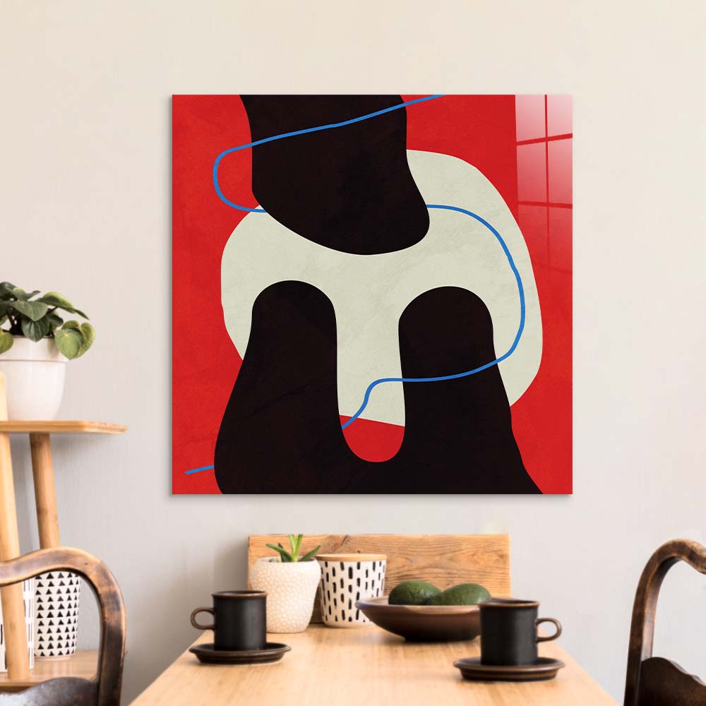 Abstract Blue Thread Glass Wall Art