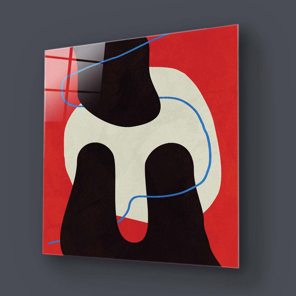 Abstract Blue Thread Glass Wall Art