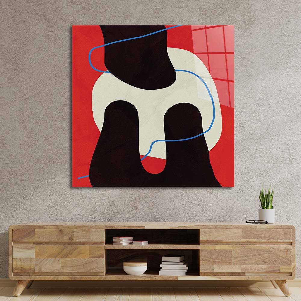 Abstract Blue Thread Glass Wall Art