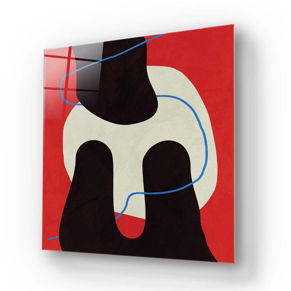 Abstract Blue Thread Glass Wall Art