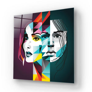 Abstract Gemini Woman Glass Wall Art
