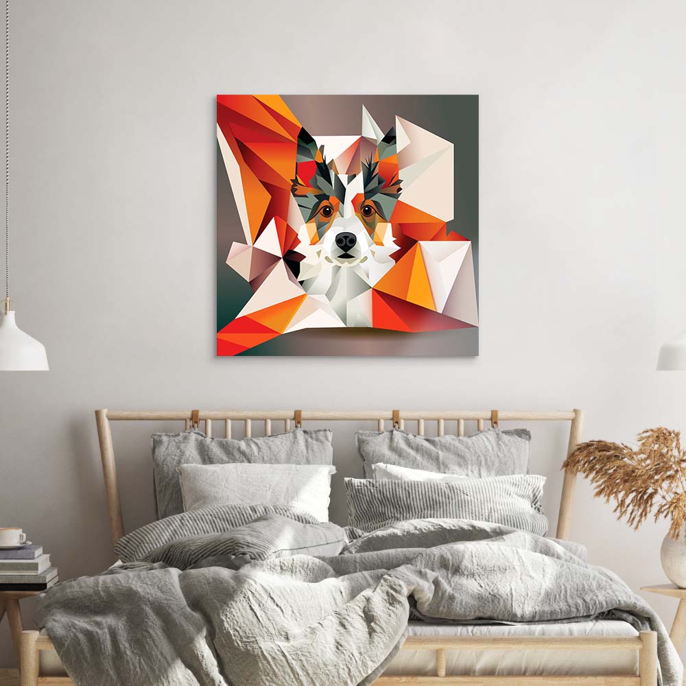 Abstract Geometric Corgi Glass Wall Art