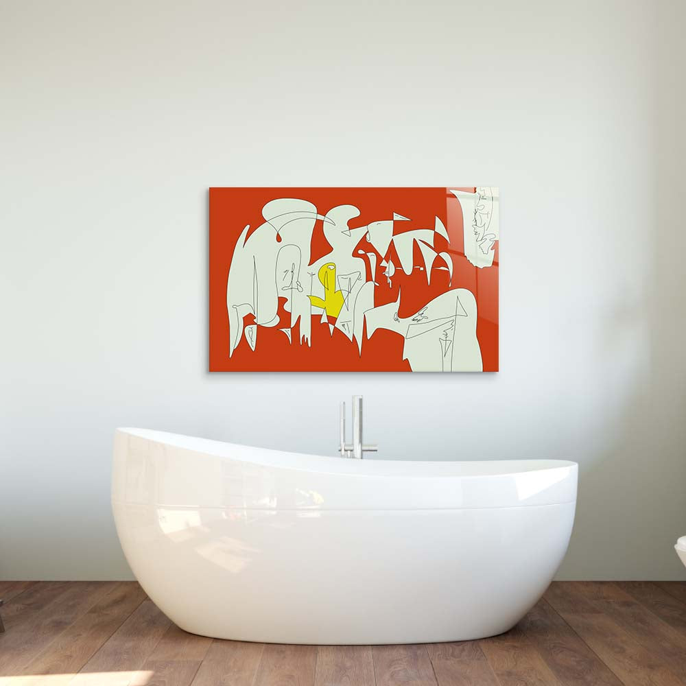 Abstract Geometric Creatures Glass Wall Art