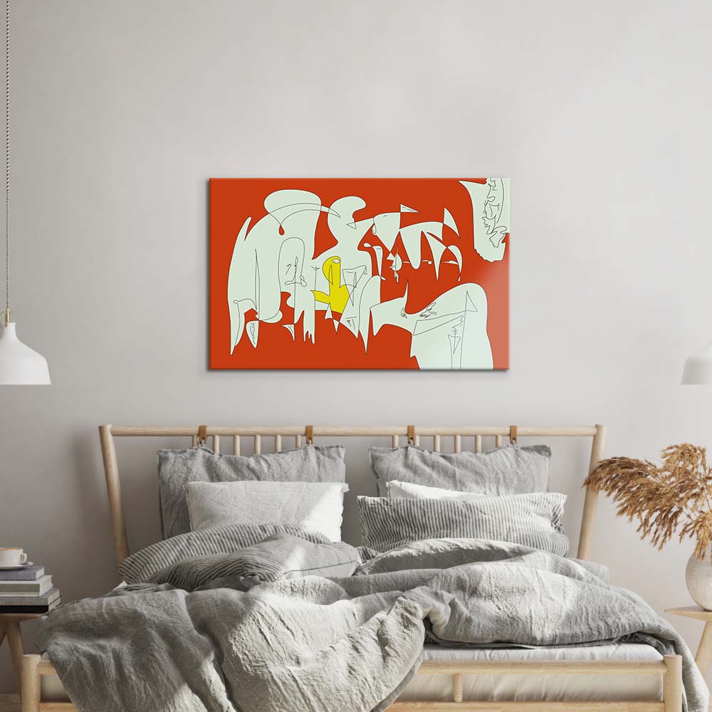 Abstract Geometric Creatures Glass Wall Art