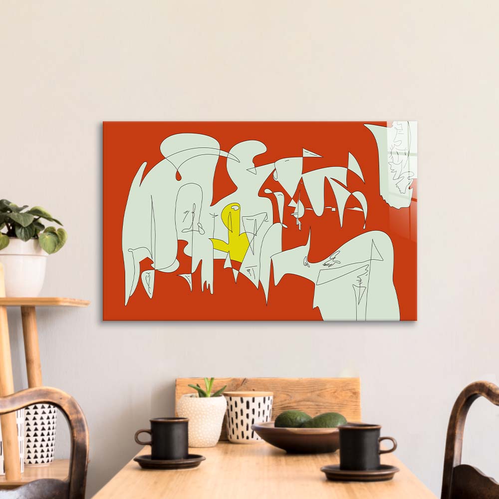 Abstract Geometric Creatures Glass Wall Art