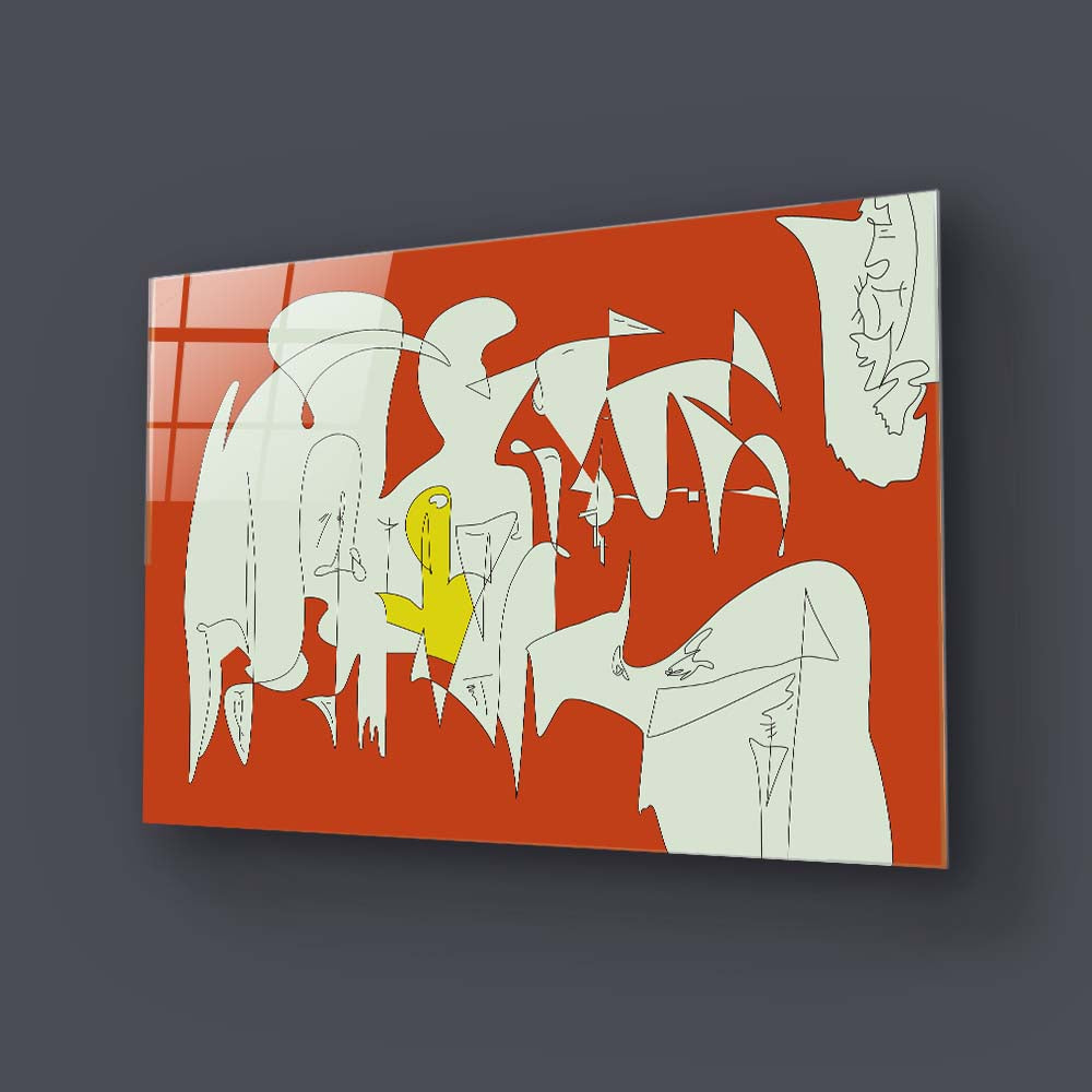 Abstract Geometric Creatures Glass Wall Art