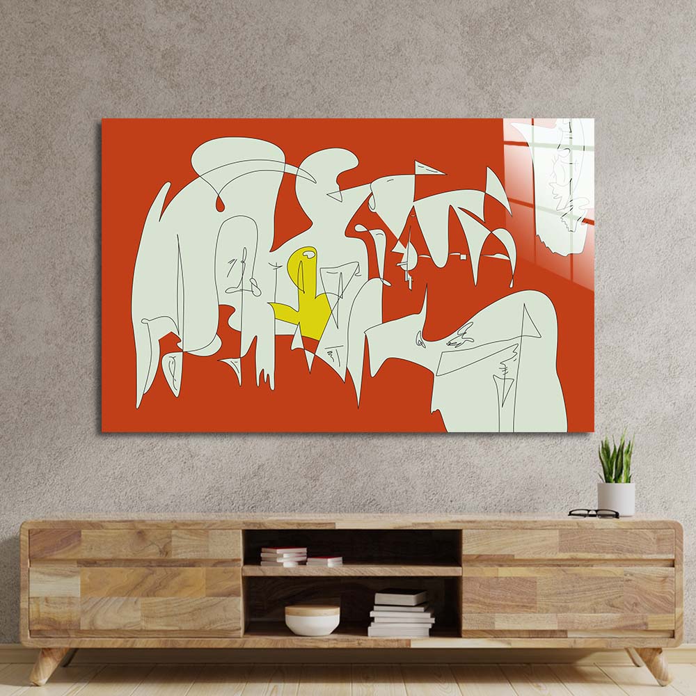 Abstract Geometric Creatures Glass Wall Art