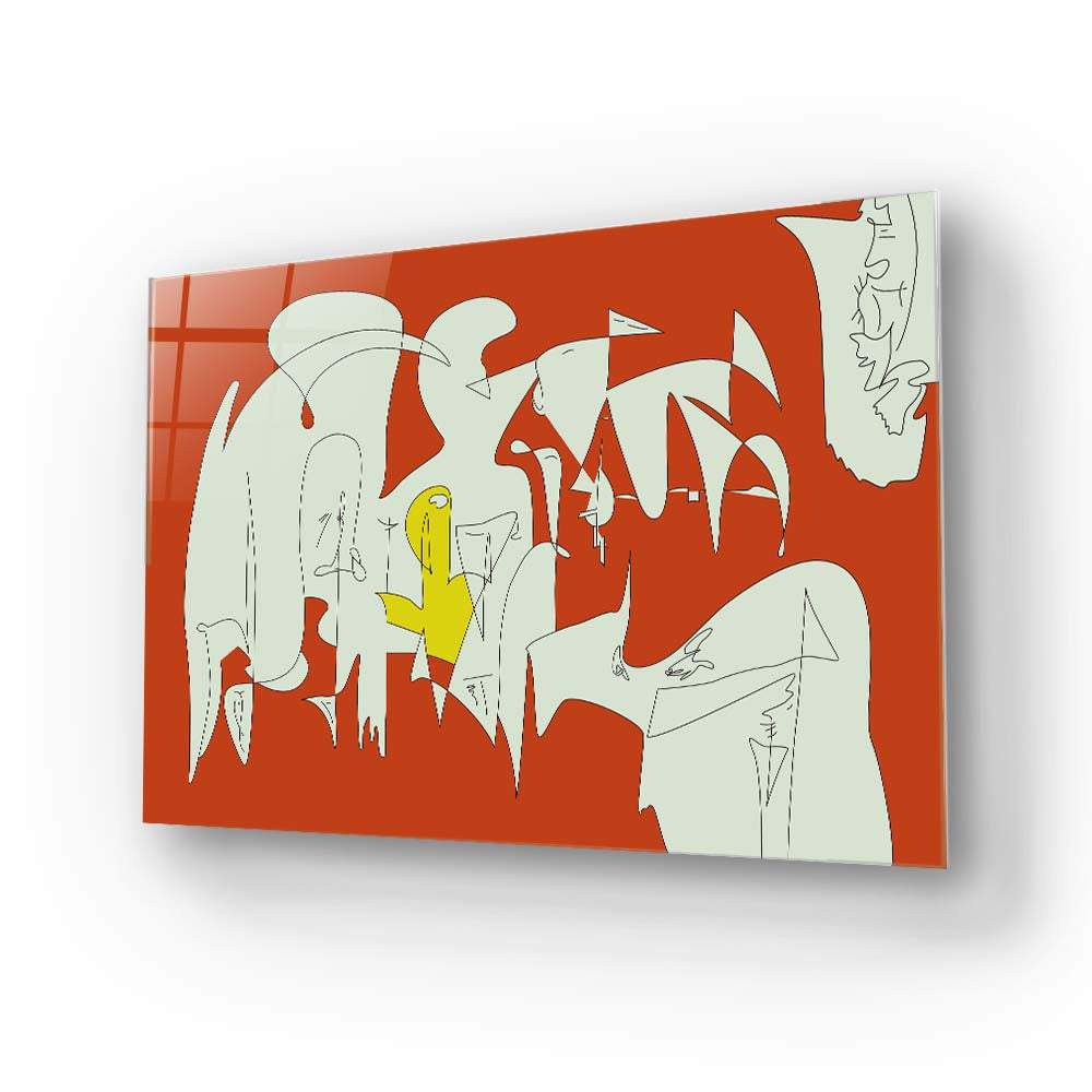 Abstract Geometric Creatures Glass Wall Art