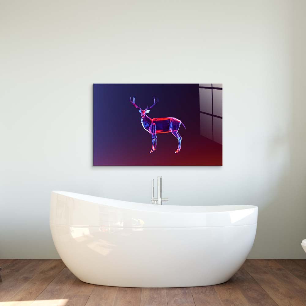 Abstract Geometric Deer Glass Wall Art