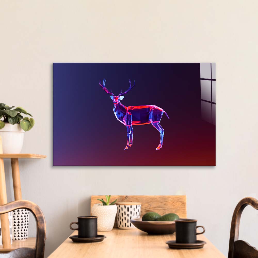 Abstract Geometric Deer Glass Wall Art