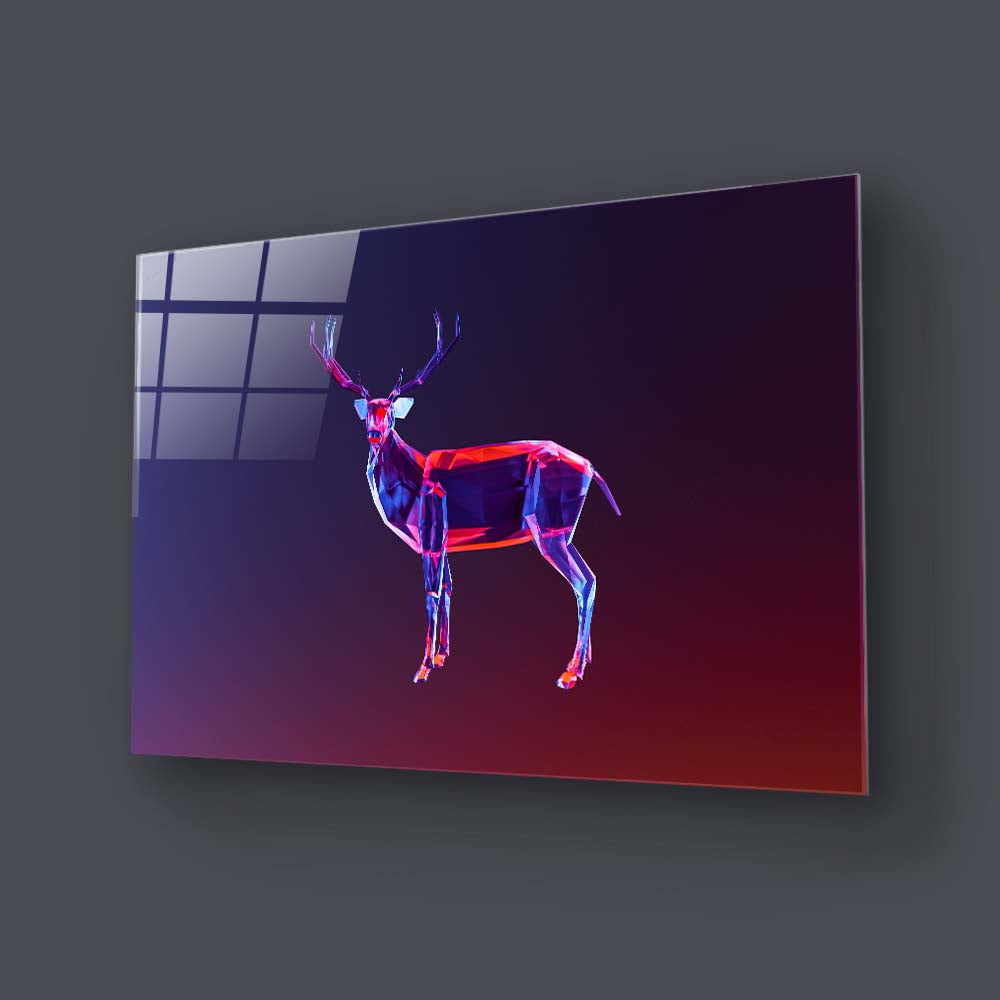 Abstract Geometric Deer Glass Wall Art