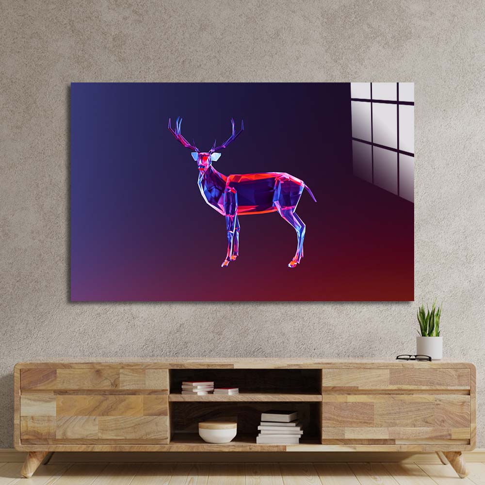 Abstract Geometric Deer Glass Wall Art
