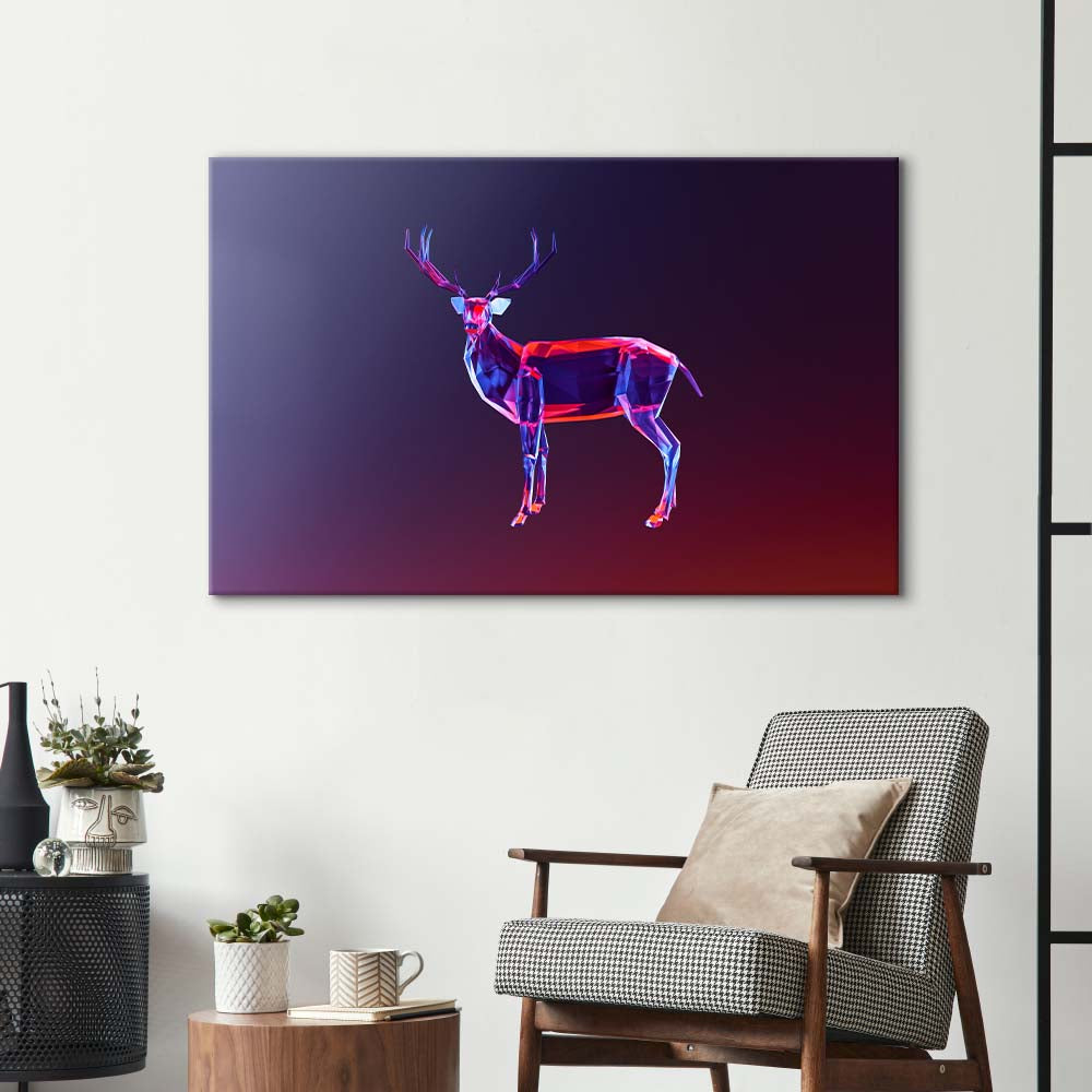 Abstract Geometric Deer Glass Wall Art