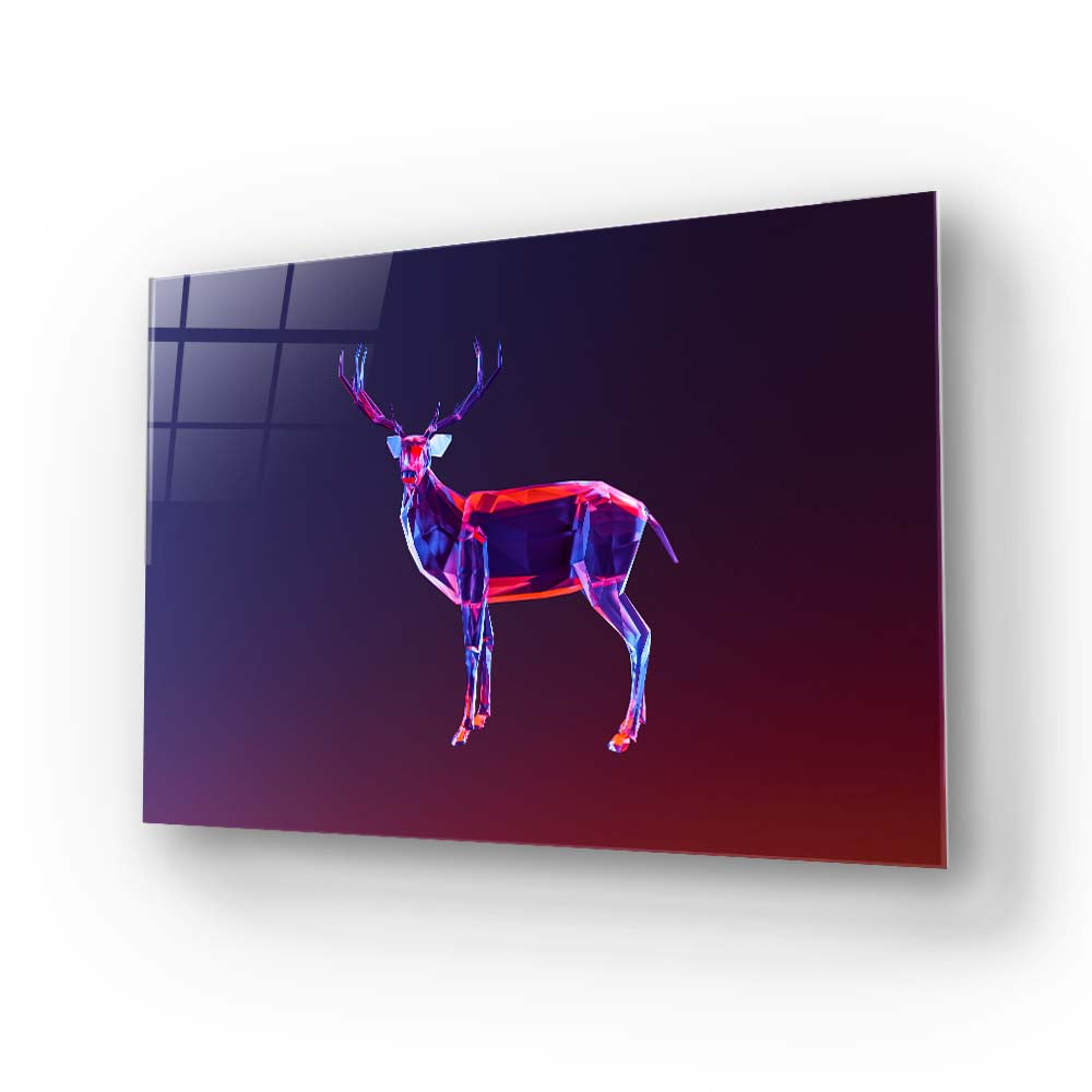 Abstract Geometric Deer Glass Wall Art