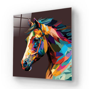 Abstract Geometric Horse Glass Wall Art