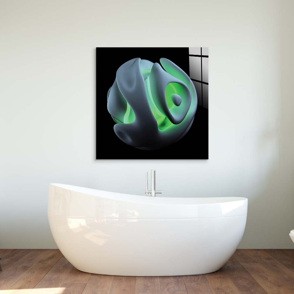 Abstract Green Alien Flower Glass Wall Art