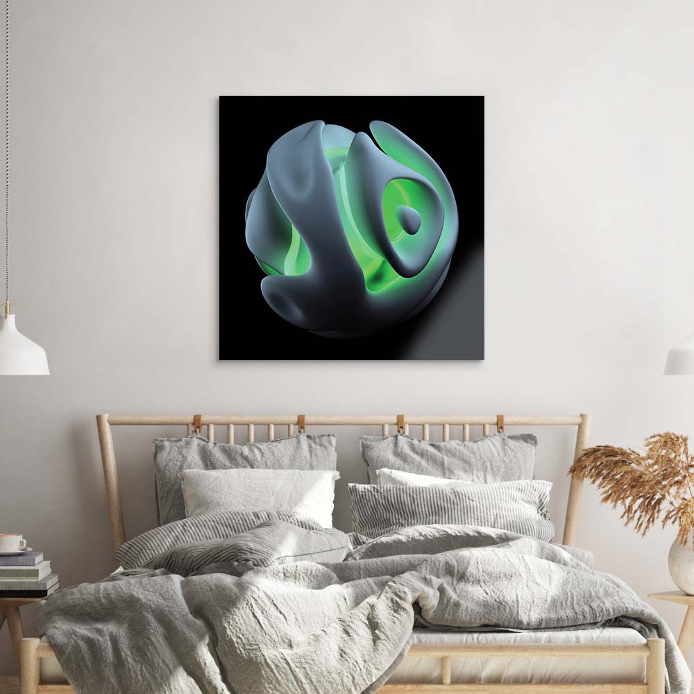 Abstract Green Alien Flower Glass Wall Art