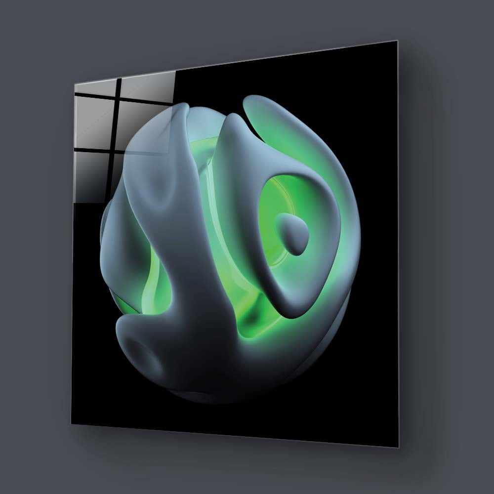 Abstract Green Alien Flower Glass Wall Art