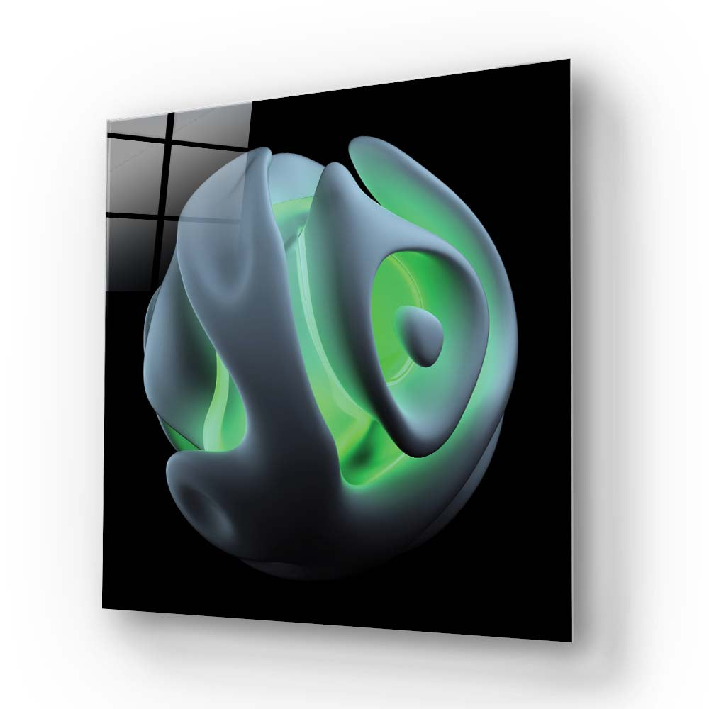 Abstract Green Alien Flower Glass Wall Art