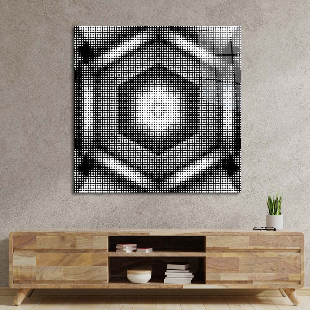 Abstract Halftone Hexagon Glass Wall Art